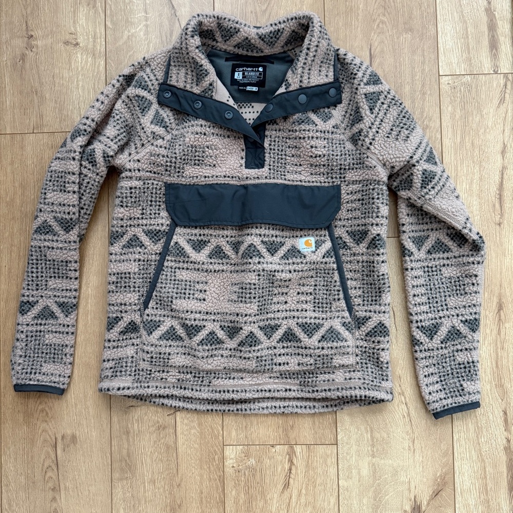 Carhartt Women’s Sherpa Fleece Pullover – Aztec Pattern – Size Small